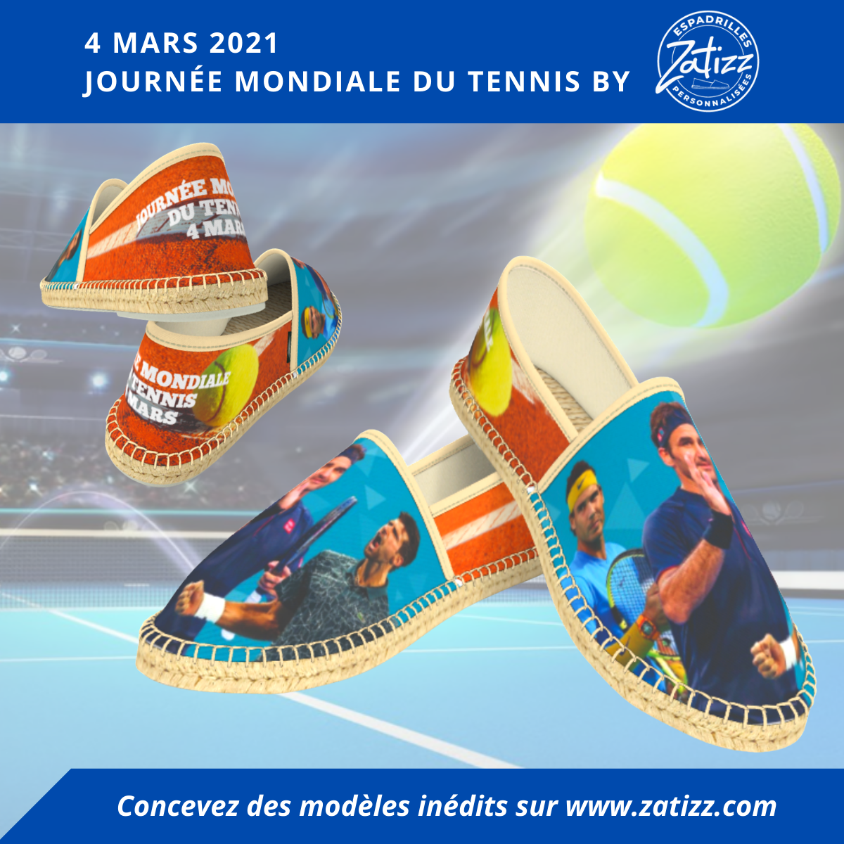 Journée mondiale du tennis a l'honneur par Zatizz Espadrilles françaises